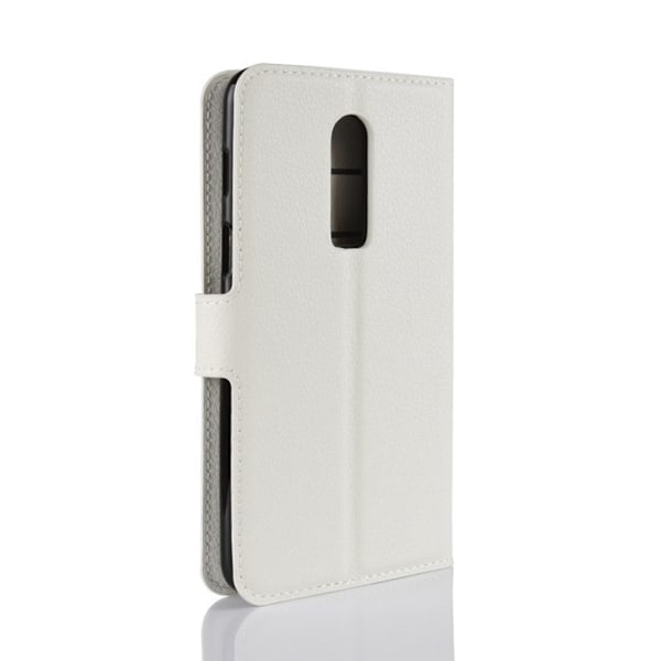 OnePlus 6 mobilfodral PU läder skyddande stående läge plånbok litchi textur - Vit Vit