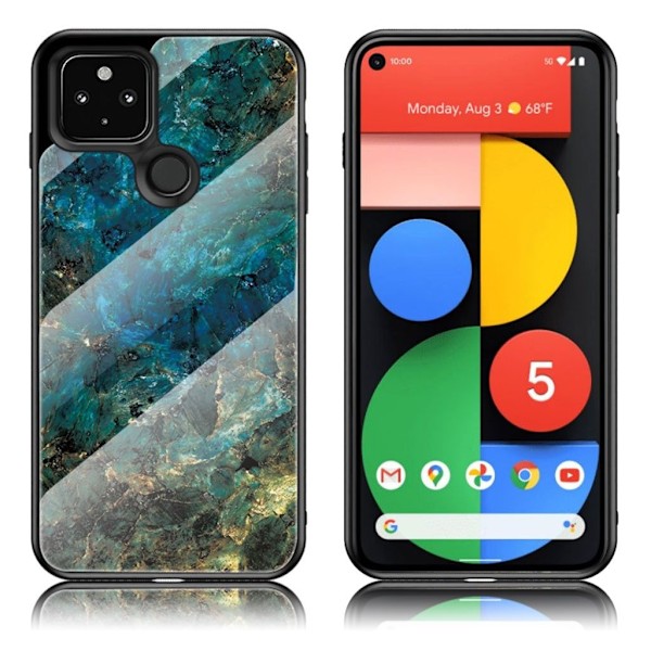 Fantasy Marble Google Pixel 5 Deksel - Smaragd Klinkekule Green
