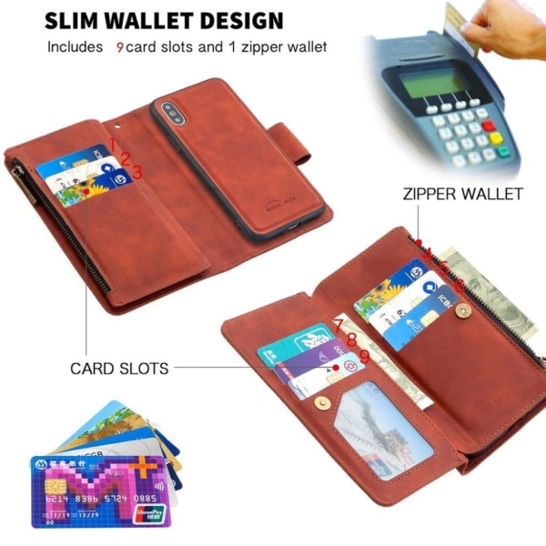 Premium Wallet iPhone Xs etui - Brun Brown