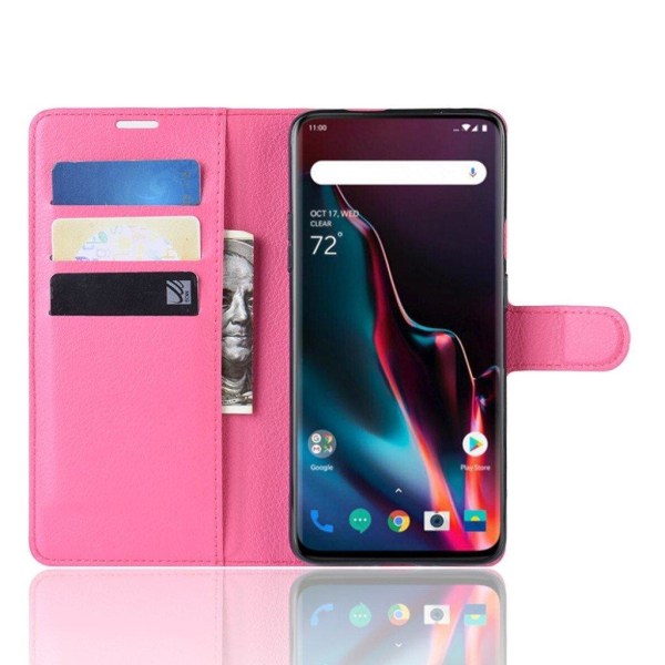 OnePlus 7 Pro litchi- lædercover - lyserød Pink