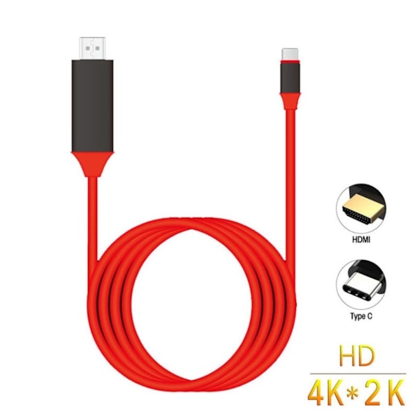 Universel USB C til HDMI USB 3.1 Type C hanstik to HDMI hanstik 4K High Speed kabel Adapter til 2017 MacBook, ChromeBook Pixel Samsung Galaxy S8 Red