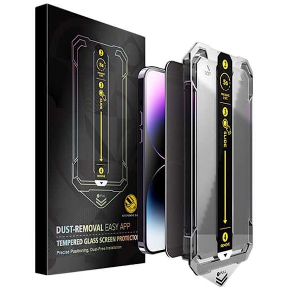 iPhone 14 Pro Max tempered glass screen protector with tool Transparent
