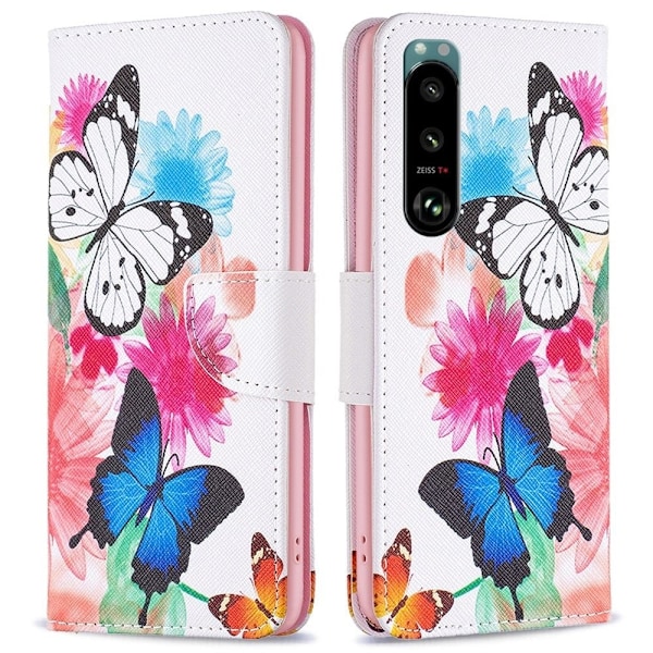 Wonderland Sony Xperia 5 III flip etui - To Sommerfugle Multicolor