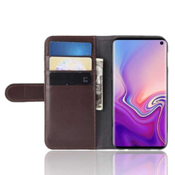 Samsung Galaxy S10e genuine haljasnahkainen suojakotelo - Kahvi Brown