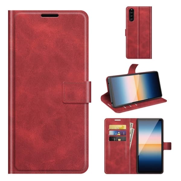Wallet-style Lær Etui til Sony Xperia 10 III - Rød Red