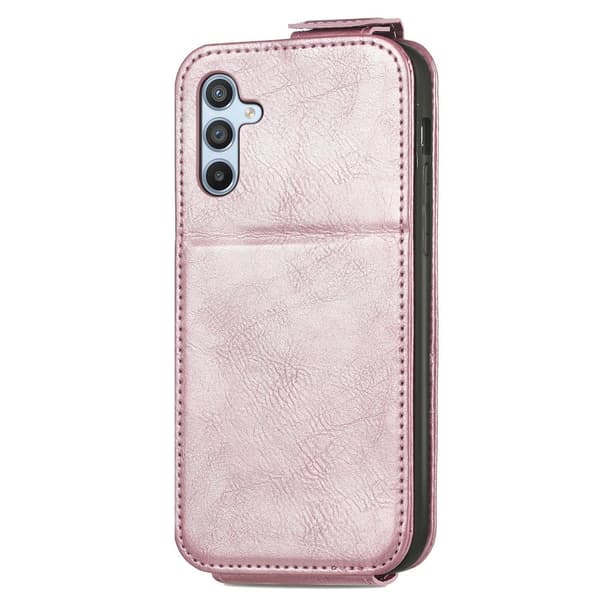 Vertical Flip Phone Etui med Zipper til Samsung Galaxy A54 - Rose Gull Pink