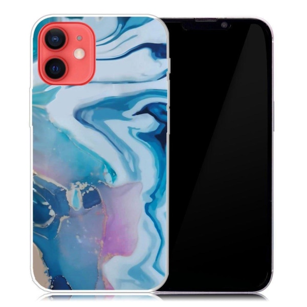 Marble design iPhone 13 cover - Blåt Stænk Blue