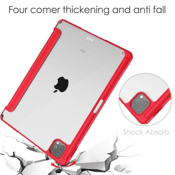 iPad Pro 11 (2021) transparent TPU + PU leather flip case - Red Red
