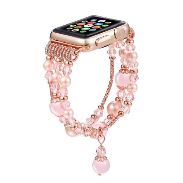 Apple Watch 42mm agatpärlor pärla klockarmbandsbyte - Rosa Rosa