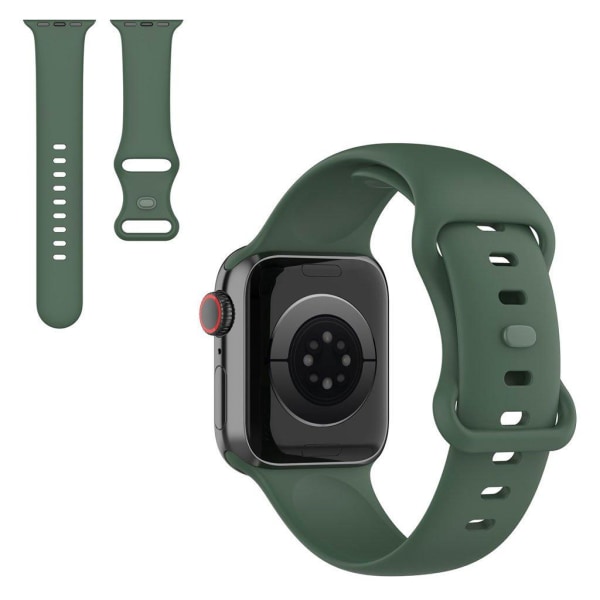 Apple Watch 42mm - 44mm yksivärinen silikonikellon hihna - Tummanvihreä / Koko: S Green