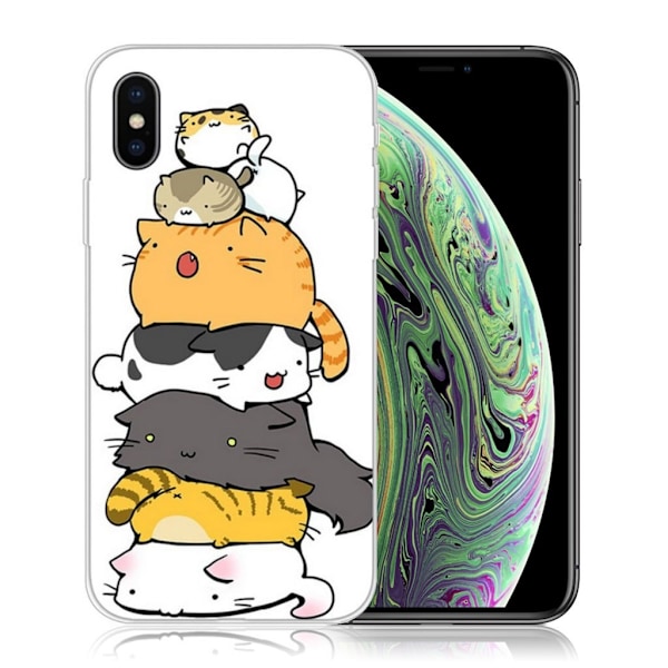 iPhone XS Hållbart mobilskal tillverkat av mjukt mönstrat silikon plast - Flertal Katter multifärg