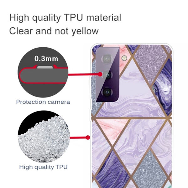 Marble Samsung Galaxy S21 Etui - Triangles and Diamond Marble Multicolor