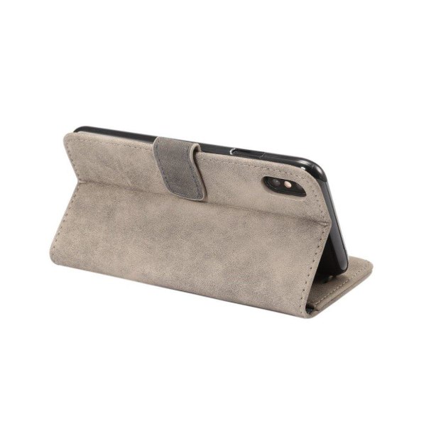 iPhone 9 Plus Retro Tyylinen Synteetti Nahkainen Lompakko Suojak Silver grey