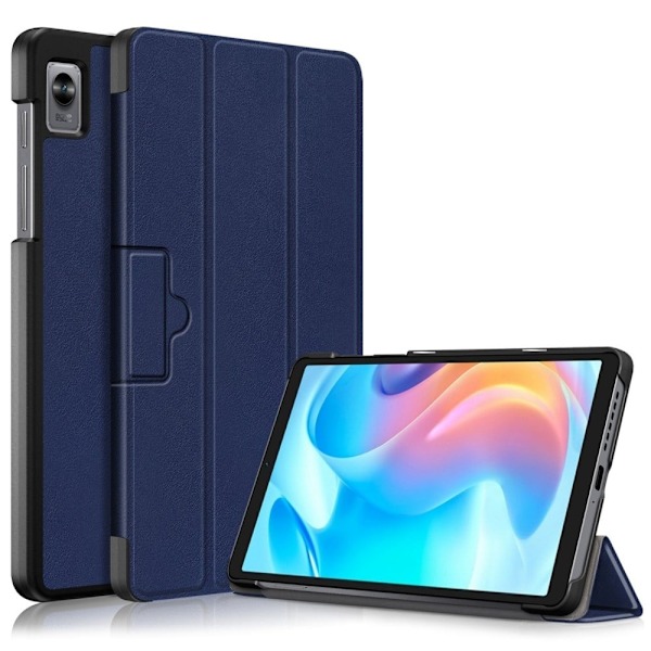 Tri-fold læderstativ-etui til Realme Pad Mini - Blå Blue