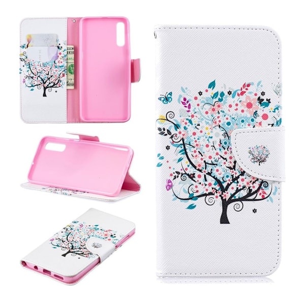 Samsung Galaxy A50 mønster læretui - Flowered treet Multicolor