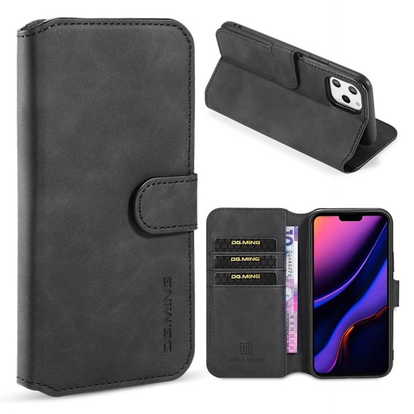 DG.MING iPhone 11 Pro Max Retro kotelot - Musta Black