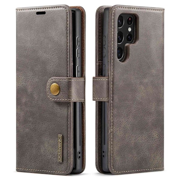 DG.Ming Samsung Galaxy S23 Ultra 2-in-1 Lompakko Suojakotelo - Harmaa Silver grey