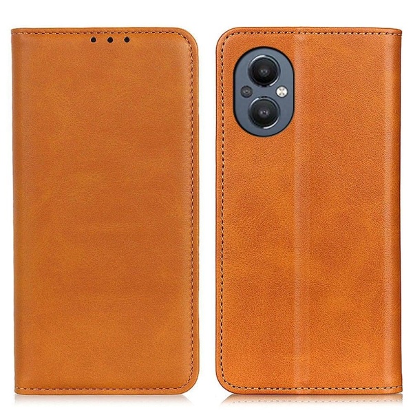 Lompakko-style Aitoa Nahkaa Läppäkotelo For OnePlus Nord N20 5G - Ruskea Brown