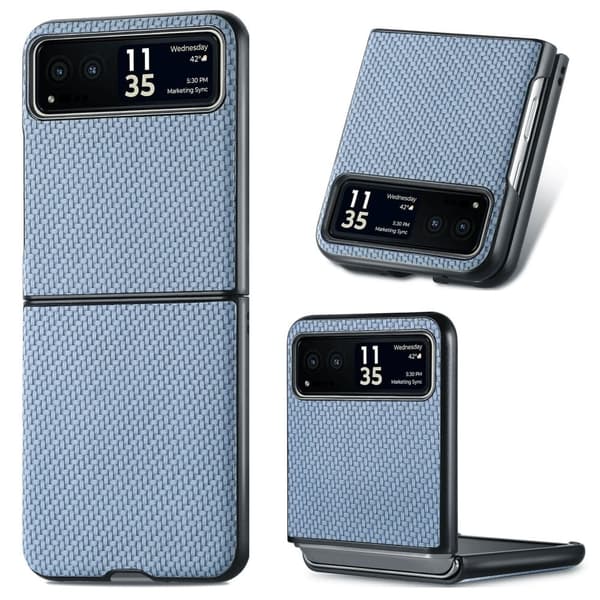 Motorola Razr 40 lædercover i kulfiber-stil - Blå Blue