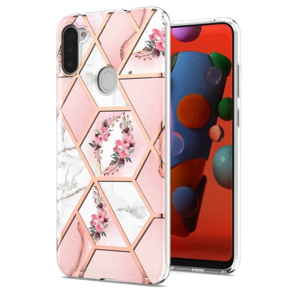 Marble Samsung Galaxy M11 / A11 Etui - Lyserød Blomster Pink