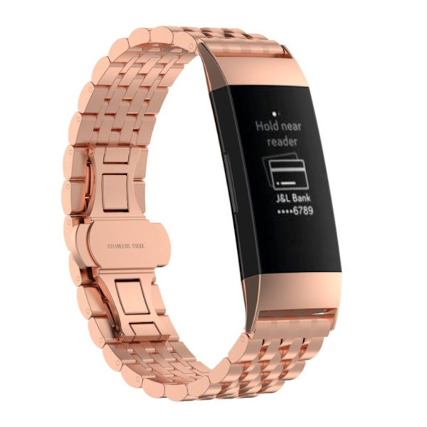 Fitbit Charge 3 klokkereim av rustfritt stål - rose gull Multicolor