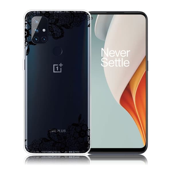Deco OnePlus Nord N100 skal - Spetsblomma Svart