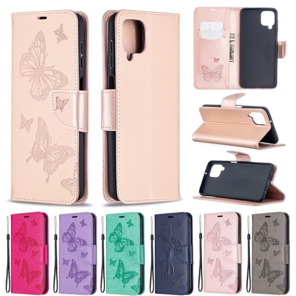 Butterfly Samsung Galaxy A12 5G Flippetui - Rose Gull Pink