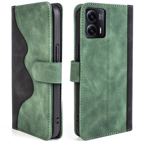 Tvåfärgat Motorola Moto G73 fodral i läder - Grön Grön