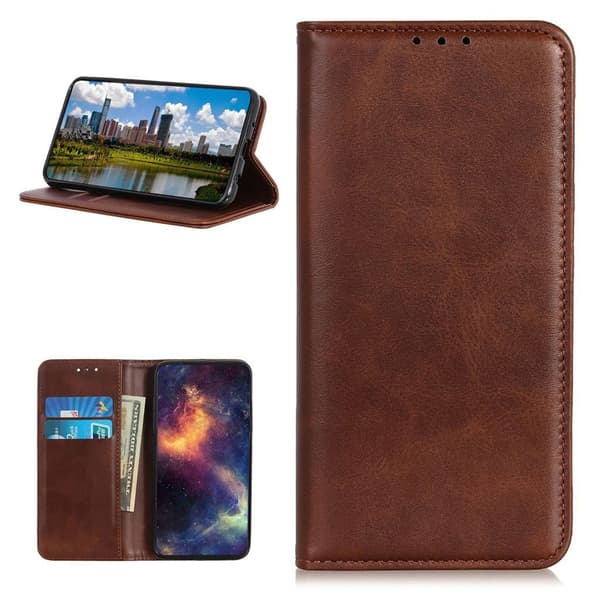 Flip Etui med Pung i Ekte Lær til Samsung Galaxy A32 5G - Kaffe Brown