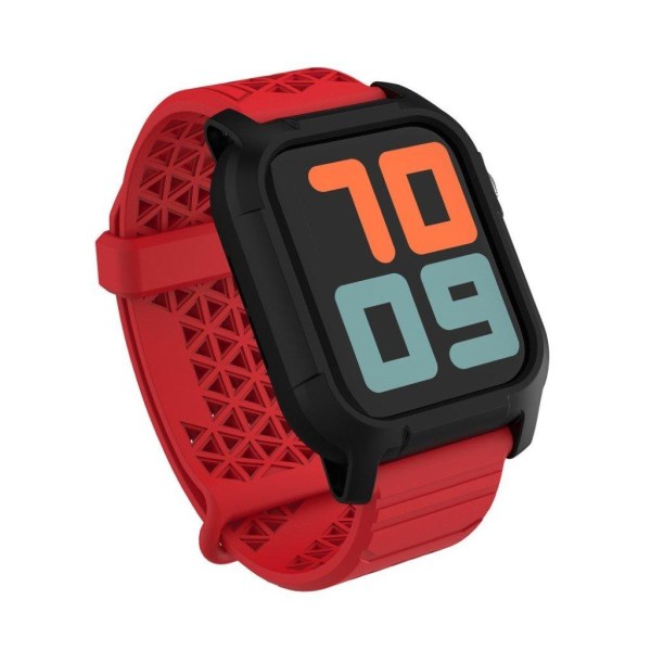 Apple Watch Series 5 44 mm holdbar silikoneurrem - Rød / Sort Red