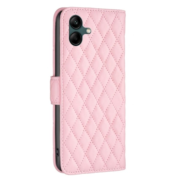 Rombemønster, matt flip-deksel for Samsung Galaxy A04 - Rosa Pink