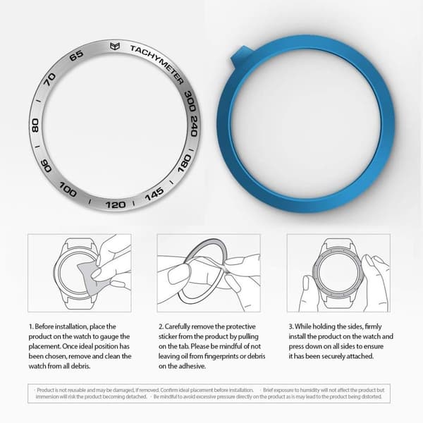Samsung Galaxy Watch (46mm) med ram i rostfritt stål - Silverring Svart Text Silvergrå
