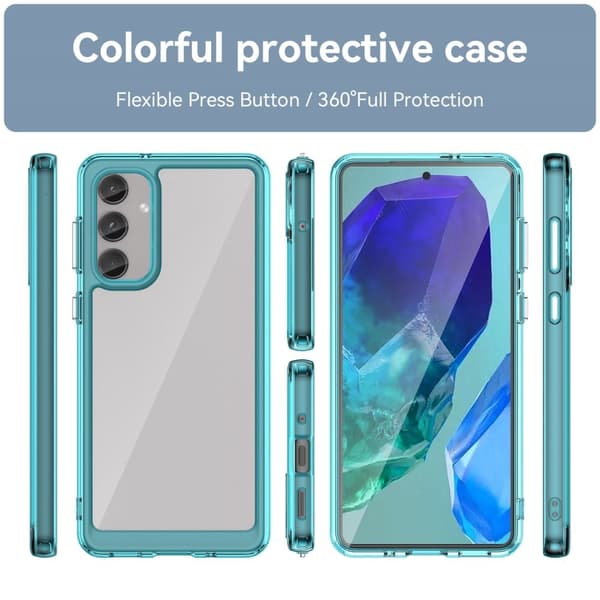 Samsung Galaxy M55 smart telefonskal i akryl - Transparent Blå Transparent