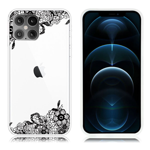Deco iPhone 12 Pro Max skal - Spetsblomma Svart