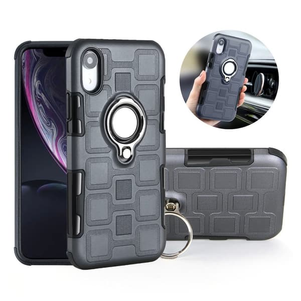 iPhone Xr hybrid etui med geometrisk mønster - Grå Silver grey