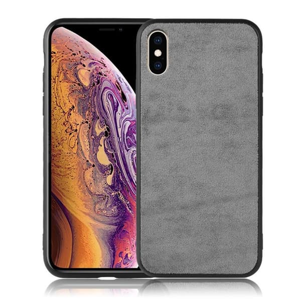 iPhone XS retro hybrid etui i fløjlsstof - Grå Silver grey