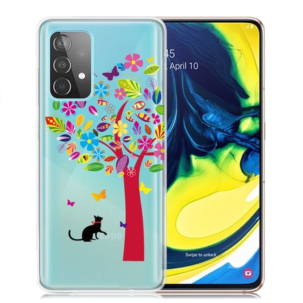 Deco Samsung Galaxy A82 5G Suojakotelo - Kissa And Puu Multicolor