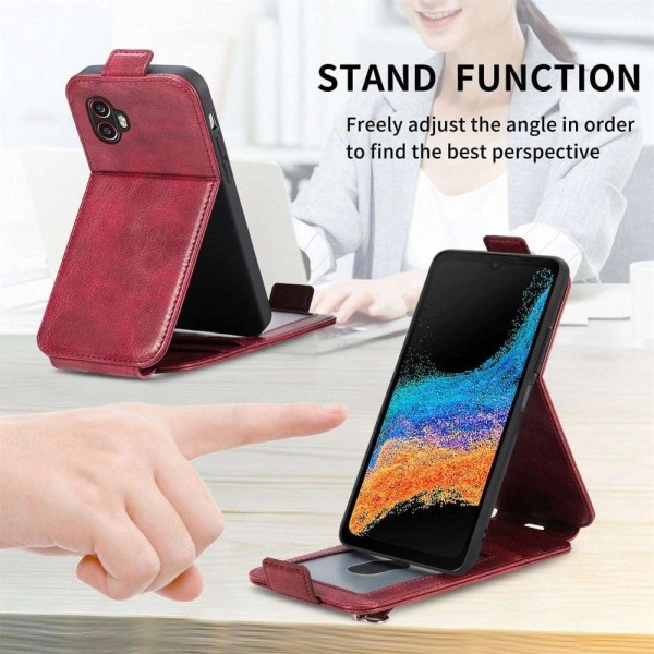 Vertical Flip Phone Etui med Zipper til Samsung Galaxy Xcover 6 Red