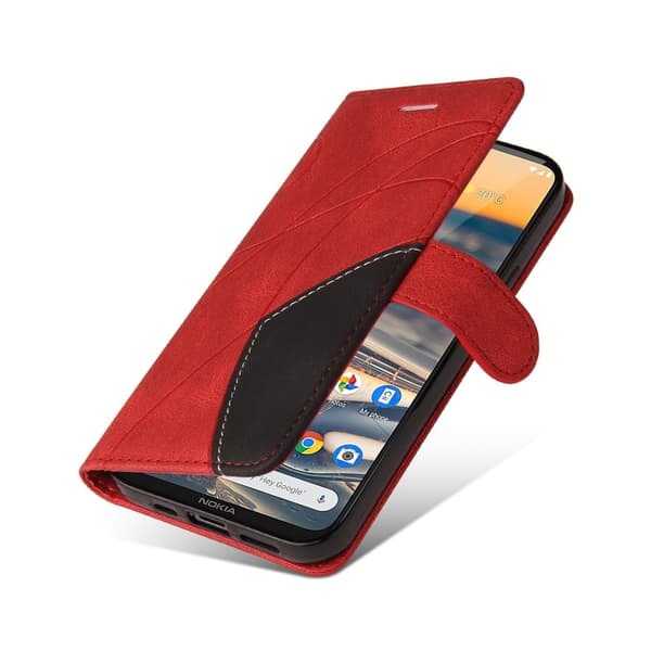 Teksturert læretui med stropp for Nokia 5.3 - Rød Red