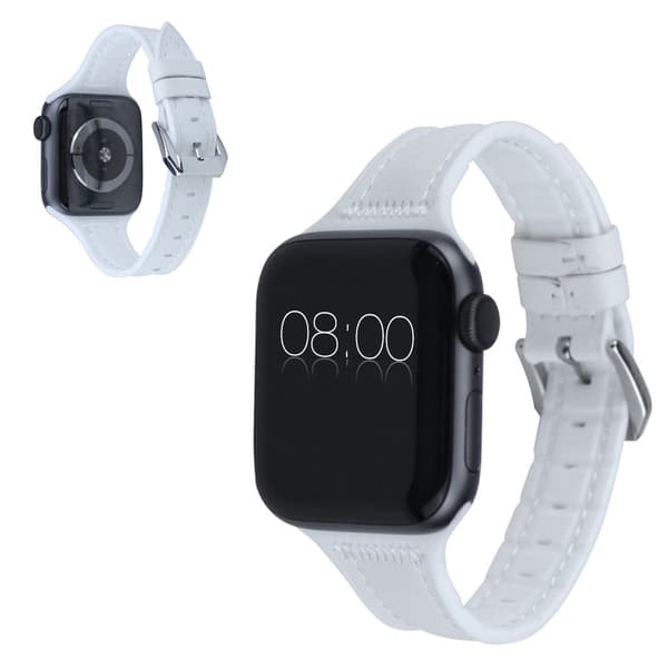 Apple Watch Series 5 44mm silikone læderarmbånd - Hvid White