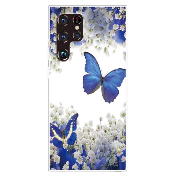 Deco Samsung Galaxy S22 Ultra skal - Blå Fjärilar multifärg