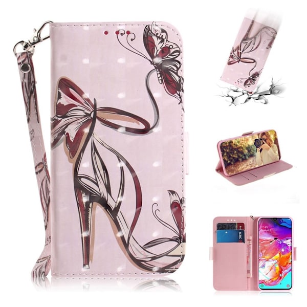 Samsung Galaxy A70 dekorationsmønstret lædercover - højhælede sko Multicolor