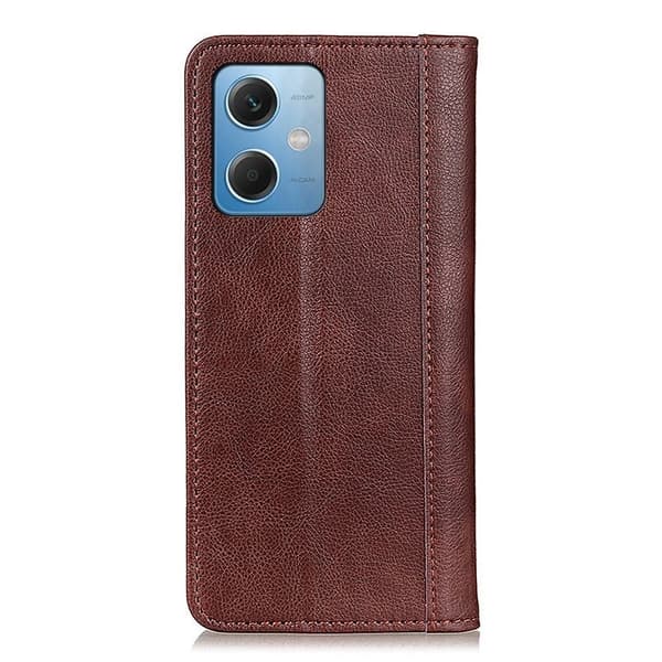 Ekte lærdeksel med magnetisk lukking for Xiaomi Redmi Note 12 - Brun Brown
