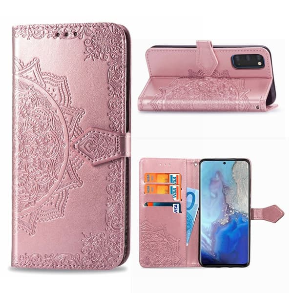 Mandala Samsung Galaxy S20 etui i lær - Rose Gull Pink
