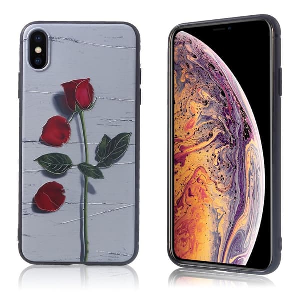 iPhone Xs Max soft gel etui med præget mønster - Style B Multicolor