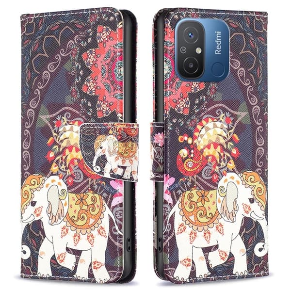 Wonderland Xiaomi Redmi 12C Flip Etui - Blomst og Elefant Multicolor