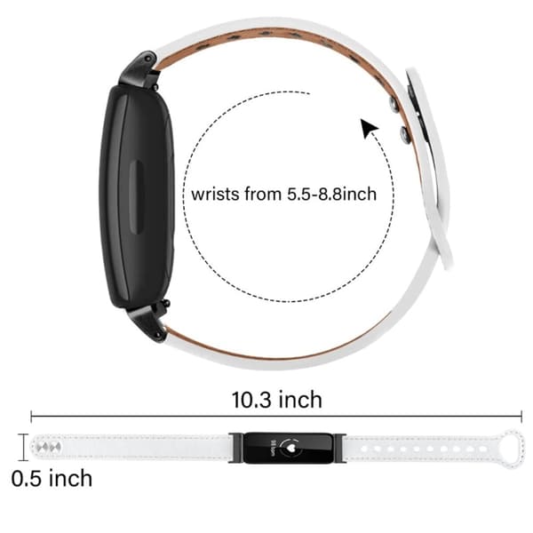 Fitbit Inspire 2 / Ace 2 urrem i okselæder med sort stik - Hvid White
