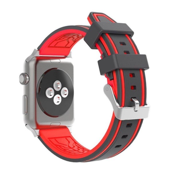 Apple Watch 42mm kaksivärinen silikonikellonauha - Musta / Punainen Red