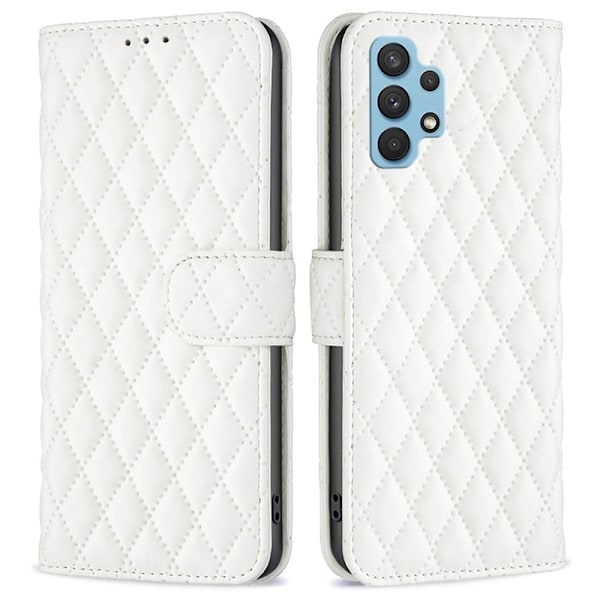 Rombemønster, matt flip-deksel for Samsung Galaxy A32 - Hvit White