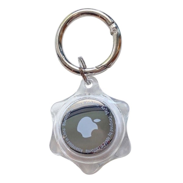 AirTags hexagon clear silicone cover with key ring Silvergrå